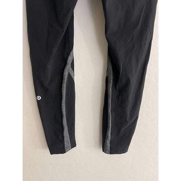 Lululemon sz 6 Wild Twist 7 / 8 Tight Black & Heather Gray 25 Leggings - Picture 7 of 15